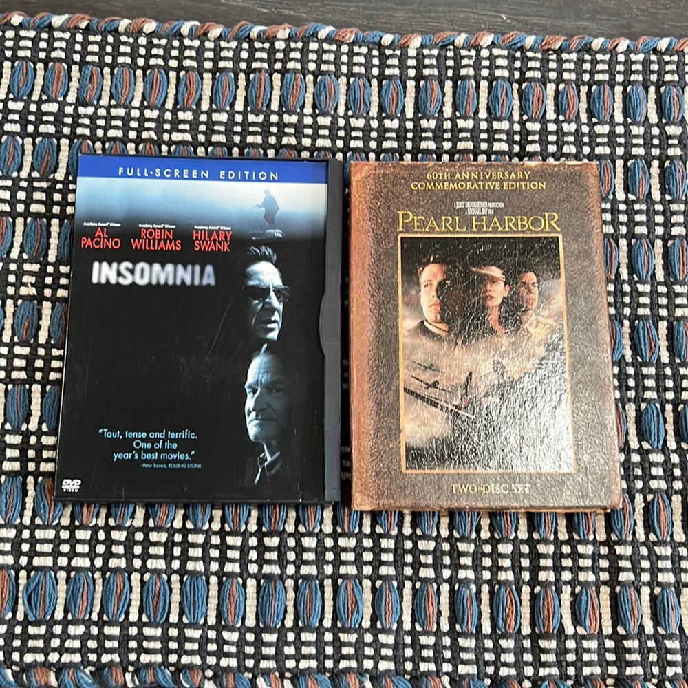 🌟SALE!  3 for $14!!🌟 Set of 2 DVDs, insomnia, and Pearl Harbor.
